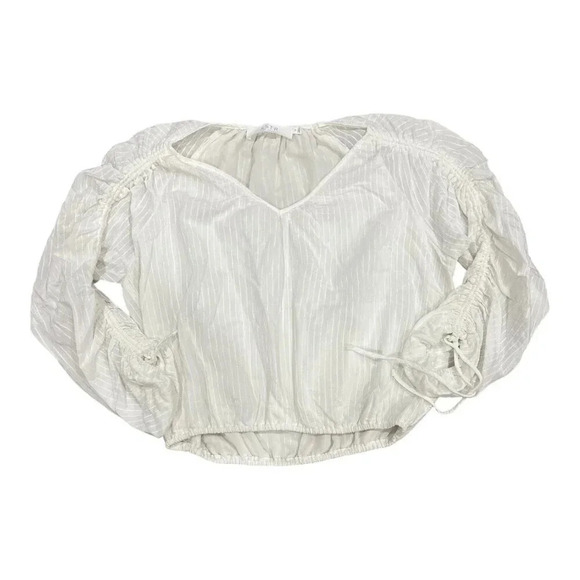 ASTR the Label White Ruched Sleeve Blouse S - Picture 2 of 5
